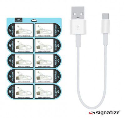 Signatize Type C Charging Cable White - 10 inch Sync Charger Cord for Android CB3007