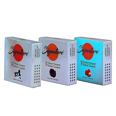 SIGNATURE MULTI FLAVOR Series FOR honeymoon condoms for Men - 3 Count 