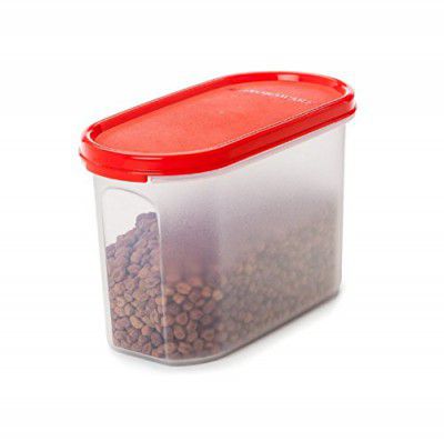 SignoraWare 1.1 litre Oval No.2 Modular MultiPurpose Plastic Container | Space Saving | Food Grade | Stackable | BPA Free | Microwave Safe | freezer safe | airtight | spillproof | leakproof | Red