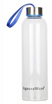 SignoraWare Aqua Star Bottle, 550 ML|Borosilicate Glass|Leakproof|Heat Resistant|anti slip silicone sleeve|carrying loop|for Camping,Kitchen use,Office,Travel,Yoga|Stay Hydrated in Style|Multicolor