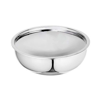 SignoraWare Artista triply Shallow Tasla Stainless Steel Induction Compatible Triply with Steel Lid (Induction and Gas Compatible), 26cm, Capacity 3300ml, Silver