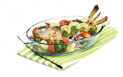 Signoraware Bake N Serve Fish Dish Bakeware Safe and Oven Safe Glass , 800ml, Set of 1, Clear
