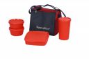 Signoraware Best Plastic Lunch Box Set with Bag, 200ml, 4-Pieces, Red...
