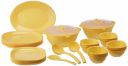 SignoraWare BPA Free Plastic Square Dinner Set | Microwave Safe | (Set of 32 pcs | Yellow)...