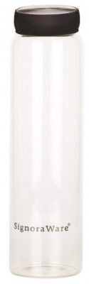 SignoraWare Claro Cool Borosilicate Glass Water Bottle |Transparent Glass | Heat Resistant | Smoothies and Shakes | for Kitchen Use, Yoga | Tea or Infusions | Homemade Lemonade ( 1 ltr | Clear )