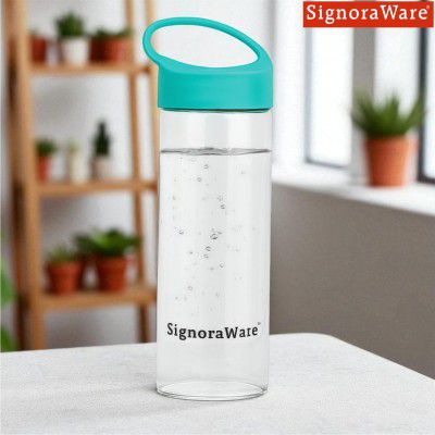 Signoraware Coral Borosilicate Glass Bottle | Airtight & Leakproof (1Ltr | Clear)