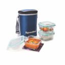 SignoraWare Director High Borosilicate Bakeware Safe Glass Lunch Box Set with Bag, 320ml+320ml+320ml, 3-Pieces, Transparent...