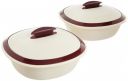 Signoraware Plastic Double Wall Big Casserole Set, Set of 2, 1.8 L, (Maroon)...