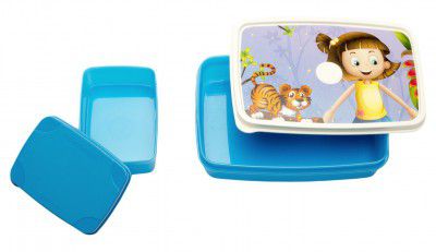 Signoraware Dream Land Plastic Lunch Box Set, 2-Pieces, Blue