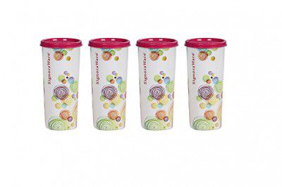 Signoraware Jumbo Velvet Plastic Tumbler Set, Set of 4, 500ml, Pink