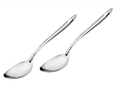 SignoraWare Kitchen Tools Stainless Steel(Food Grade) Heavy Gauge(1.1 MM) Non Stick Classic Solid Pan Spoon No.2(Serving Spoon) Chamcha for Serving Rice/Pasta/Subzi (Size 20.6 cm) Set/2