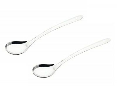 SignoraWare Kitchen Tools Stainless Steel(Food Grade) Heavy Gauge(1.3 MM) Plus Solid Oval Spoon No.1(Serving Spoon) Chamcha for Serving Rice/Pasta/Subzi (Size 19 cm) Set/2