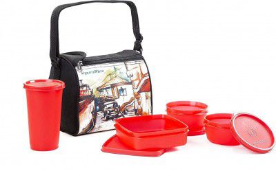 Signoraware Malgudi Plastic Lunch Box Set, 4-Pieces
