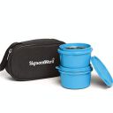 Signoraware MicroSafe Midday Steel Lunch Box (350ml+350ml), Set of 2, Blue, Standard...