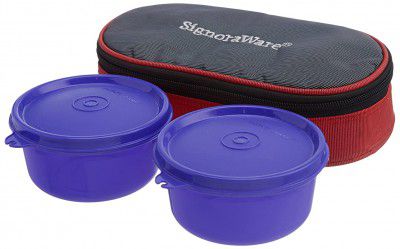 Signoraware Mid-Day Lunch Box with Bag Deep Violet