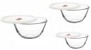 Signoraware Mixing Borosilicate Glass Bowl with Lids (500 Ml, 1000 Ml, 1500 Ml, Set of 3, Transparent)...