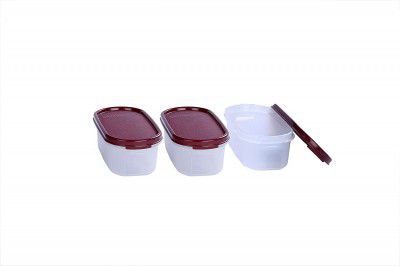 Signoraware Modular Oval No.1 Container Set 500ml Set of 3 Maroon Plastic