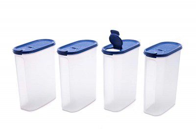 Signoraware Modular Plastic Cereal Dispenser Set, 2.3 litres, 4-Pieces, Blue