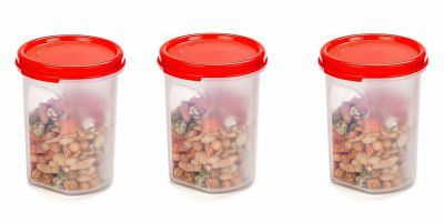 Signoraware Modular Plastic Container Set, 450ml, Set of 3, Red