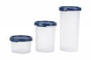 Signoraware Modular Round Plastic Container Set, 3-Pieces, Blue...