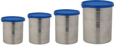 Signoraware Modular Steel Container Round 1000+1500ml+2000ml+6100ml, Set of 4, MOD Blue