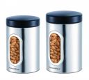 Signoraware Modular Steel Container (Window Round) Matte, Set of 2, 1400ml+1800ml, Silver...