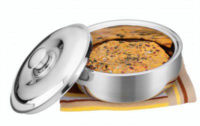 Signoraware Roti Server/Belly Shape Insulated Stainless Steel Casserole with Coaster/Plate with Steel Lid, Insulated Thermal Serving Bowl