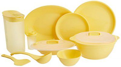 Signoraware Round Dinner Set, 38-Pieces, Lemon Yellow