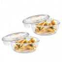 Signoraware Safe Store Glass Round Containers | Airtight & Leakproof | Microwave Safe | Ideal for Reheating, Baking or Serving | Best for Office Lunch & Outdoor Activities (400mlx2 | Setof2 | Clear)...
