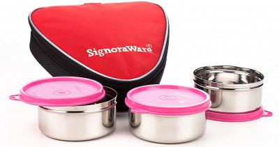 Signoraware Sleek Steel Lunch Box, Set of 3
