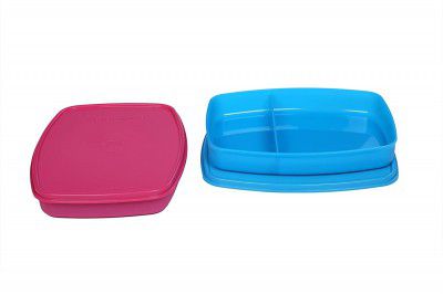 Signoraware Plastic Slim Lunch Box Set, 610ml, Multicolour, Set of 2
