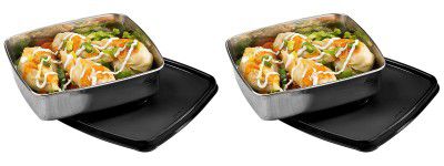 Signoraware Smart N Slim Steel 400ml +400ml Container Set of 2 Black