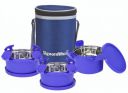 SignoraWare 500ml+350ml+350ml Smart Microwave Safe Twin Executive Big Stainless Steel Lunch Box with Bag (Set 3 Violet)...