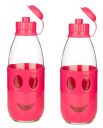 SignoraWare Smile Glass Water Bottle, 1 Litre, Set of 2...