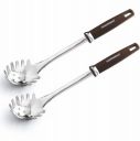 Signoraware Spagethi Server (Brown Handle) 13 inch, Set of 2, Silver, Standard...