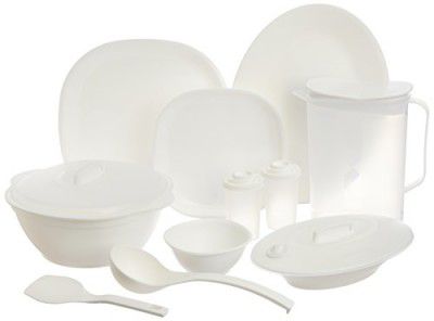 Signoraware Square Dinner Set, 38-Pieces, White (Plastic)