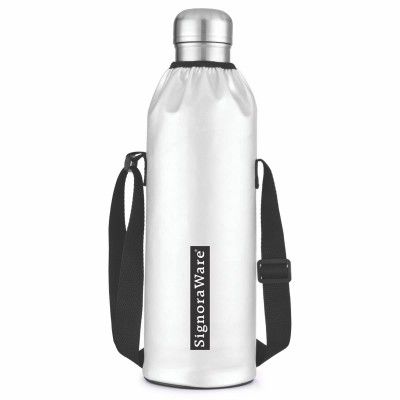 Signoraware Stainless Steel Aqualene Vacuum Steel cola Hot and Cold Bottle with Bag 1800ml, Set of 1