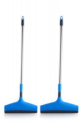 Signoraware Everyday and Handy Bathroom/Floor Stainless Steel Rod Wipers SS (Blade-16inch and Blade 12inch) Combo, Set of 2, Multicolour