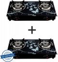 Sigri-wala 2 pc Set Tornado Delux Design Glass Manual Gas Stove  (2 Burners)...