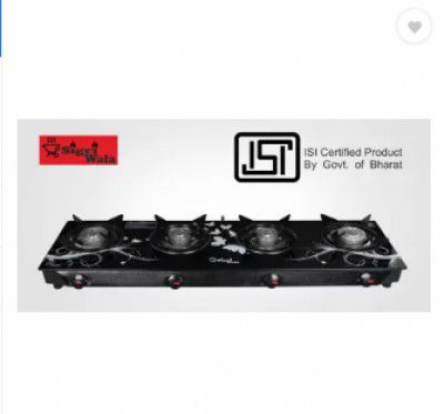 Sigri-wala Surya ISI Certified Straight Line Toughened Glass Tornado Burner Steel Manual Gas Stove  (4 Burners)