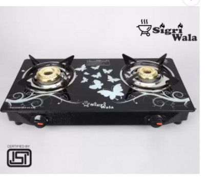 Sigri-wala Surya Toughened Glass Door Step Glass Manual Gas Stove  (2 Burners)