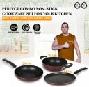 SigriWala SmoothChef Cookware kitchen pack of 3 piece Induction Bottom Non-Stick Coated (PTFE (Non-stick), 3 - Piece)...