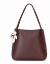 SIJJEEL Women's Handbag Synthetic Leather Shoulder Bag with Bear Charm Tote One Size Women's Shoulder Bag Faux Leather Tote...
