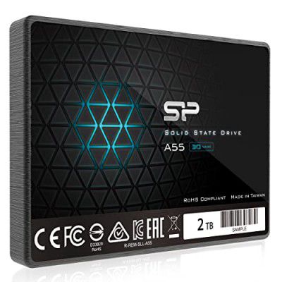 Silicon Power Ace A55 1TB SATA SSD, Up to 560MB/s, 3D NAND with SLC Cache, 2.5 Inch SATA III 6Gb/s Internal Solid State Drive for Desktop Laptop PC Computer