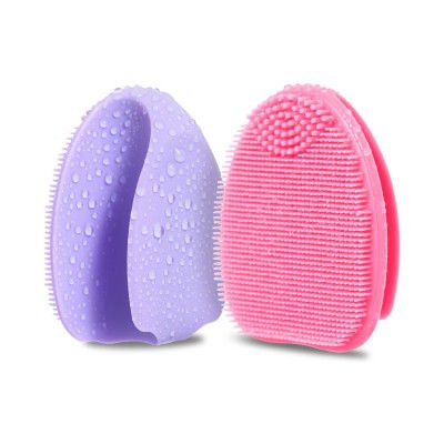 Silicone Facial Cleansing Brush, Skin Care, 2 Pieces (Pink+Purple)