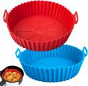 silicone tray for air fryer Liners 8 Inch Round Reusable Basket with Ear Handles Non-Stick Heat Resistant ...