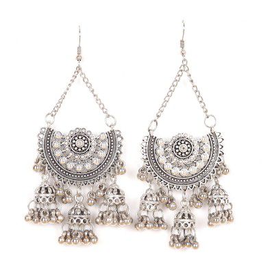 Silver-Plated Drop Handmade Earrings with Jhumkas for Women