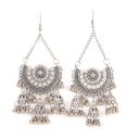 Silver-Plated Drop Handmade Earrings with Jhumkas for Women...