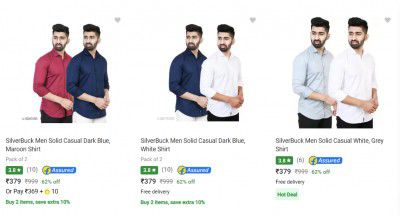 SilverBuck (Pack of 2) Men Casual Shirt  @ ₹379