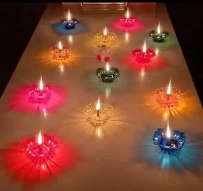 Silverlight Diya Artificial Diya Home Decoration Birthday Anniversary Festival Candle (Multicolor, Pack of 1)